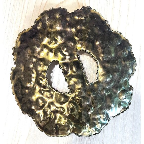 Vintage Hammered Brass Floral Belt Buckle Leopard Print Adjustable Fabric Strap - Picture 8 of 8